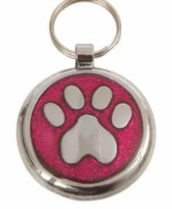 Tagiffany Shimmer Paw Deep Pink Pet ID Tag