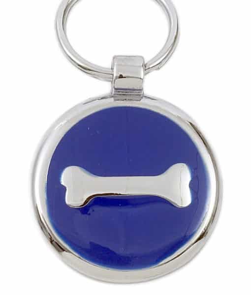 Smarties Domed Dog ID Tag With Bone Picture - Blue