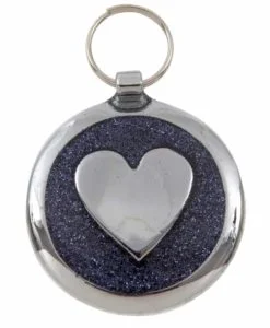 Luxury Pet ID Tag - Black Glint - Heart - Shimmer