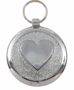 Luxury Pet ID Tag - Silver Sparkle - Heart - Shimmer