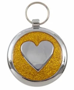 Luxury Pet ID Tag - Yellow Gold -Heart - Shimmer