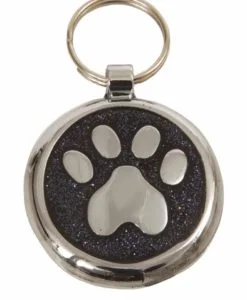 Luxury Pet ID Tag - Black Glint - Paw - Shimmer