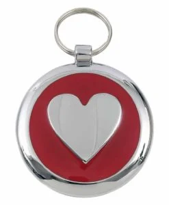 Smarties dog tag, heart design in red