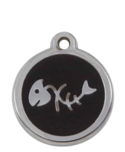 Luxury Pet ID Tag - Black - Fish Bone - Sweetie