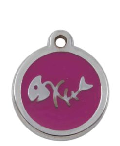 Luxury Pet ID Tag - Pink - Fish Bone - Sweetie