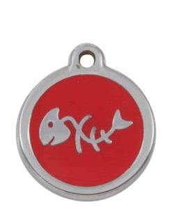 Luxury Pet ID Tag - Red - Fish Bone - Sweetie