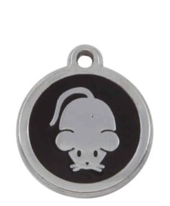Luxury Pet ID Tag - Black - Mouse - Sweetie