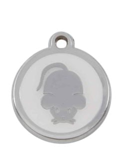 Luxury Pet ID Tag - White - Mouse - Sweetie