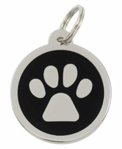 Luxury Pet ID Tag - Black - Paw - Sweetie